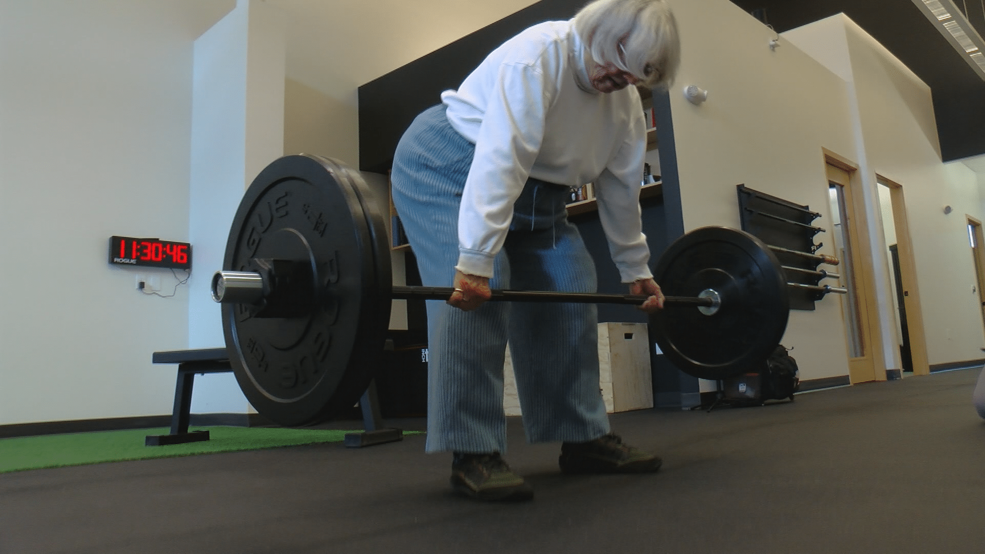 Linda, 85, deadlifting at Forward Physical Therapy in Fitchburg, Wisconsin